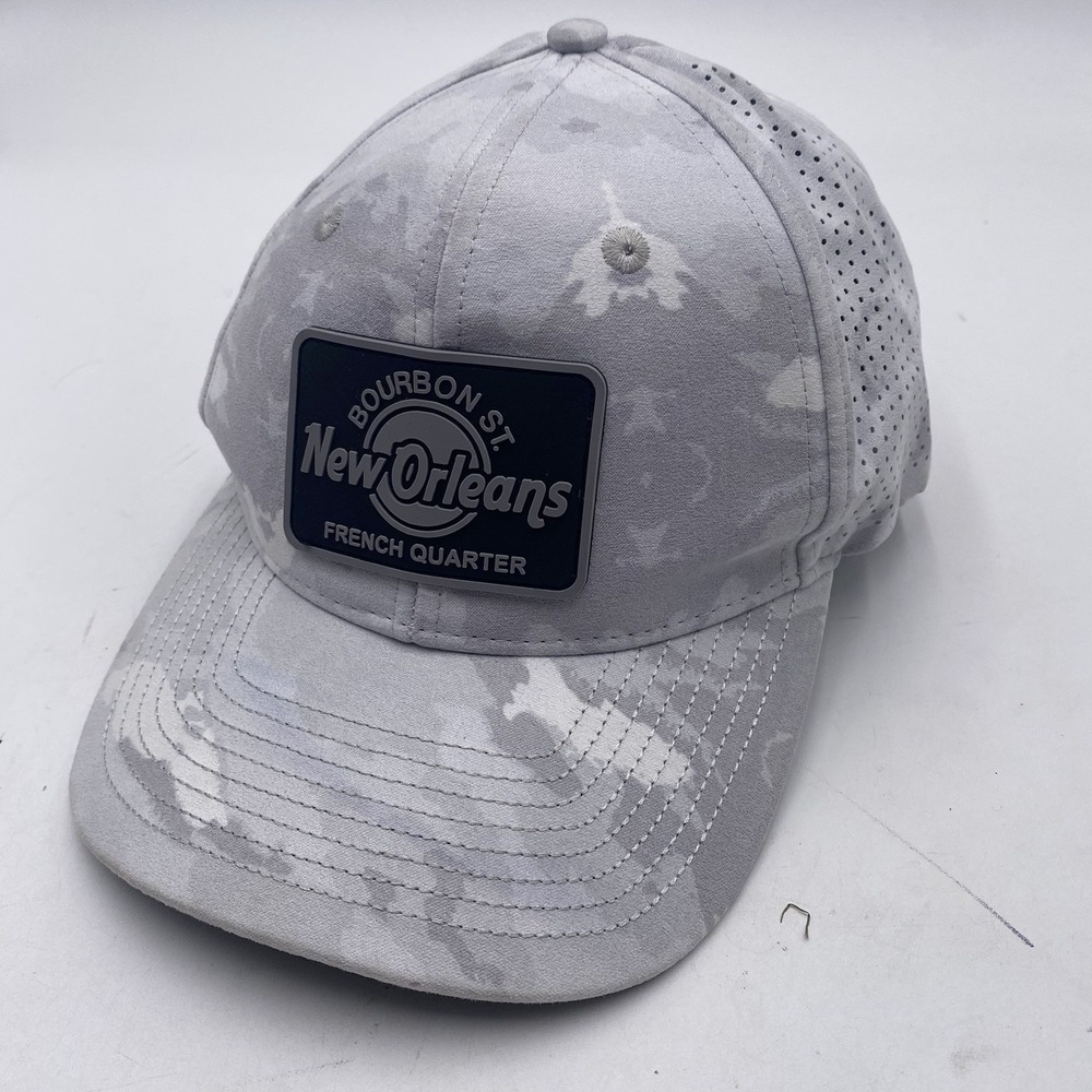 New Orleans‎ Bourbon Street French Quarter Hat White Camo SnapBack Mesh Cleaned